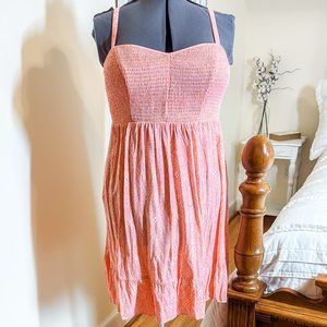 ~*Torrid Peach/Coral Diamond Mini Challis Smocked Skater Dress - Size 1*~